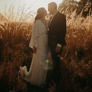 ASOS EDITION Ciara sequin kimono sleeve wedding dress - Size 10